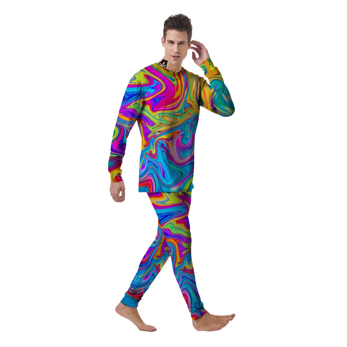 Abstract Mixing Ink Men's Pajamas-grizzshop