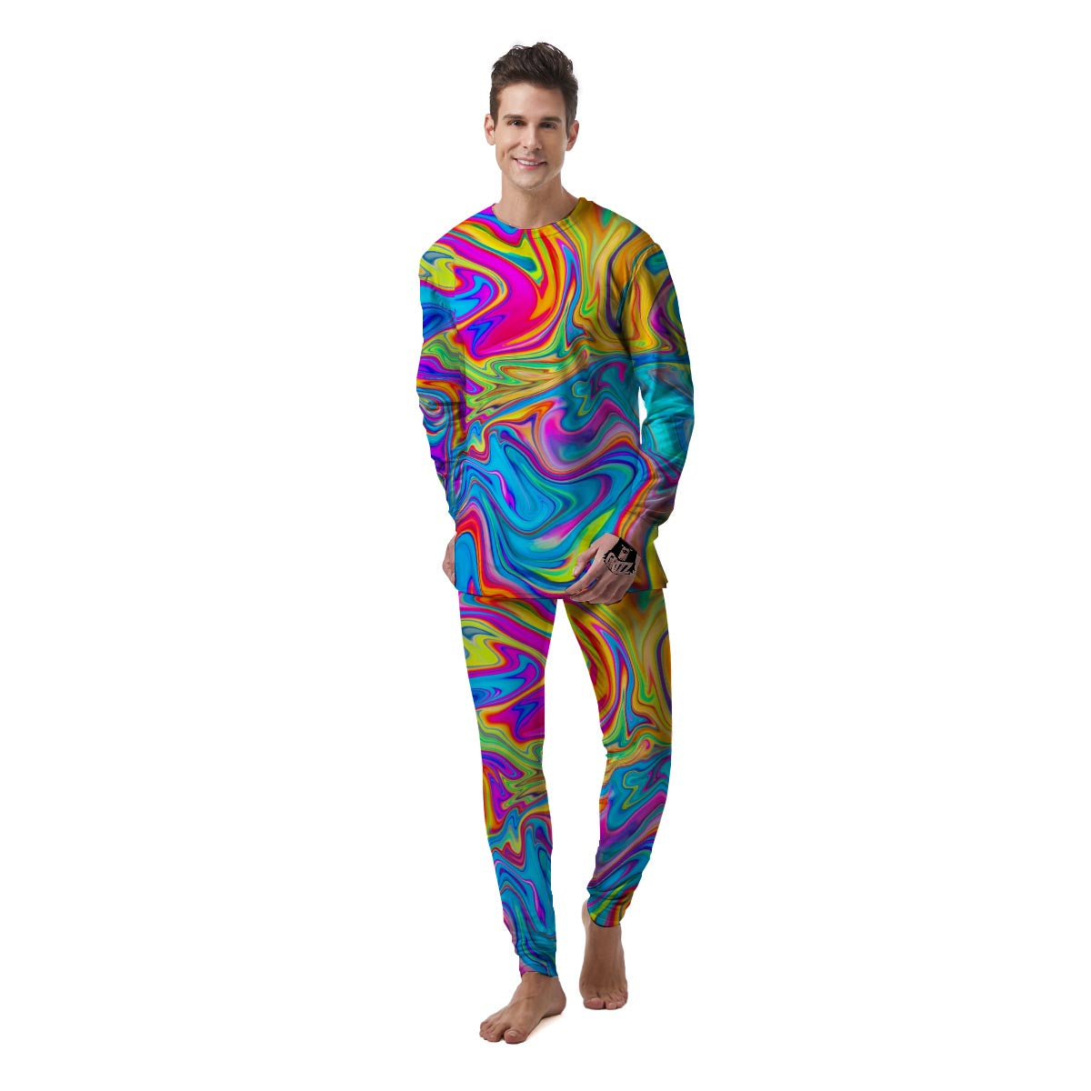 Abstract Mixing Ink Men's Pajamas-grizzshop