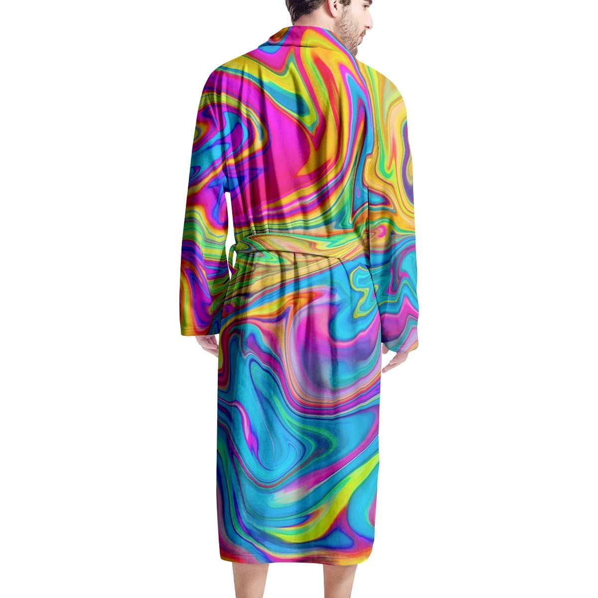 Abstract Mixing Ink Men's Robe-grizzshop