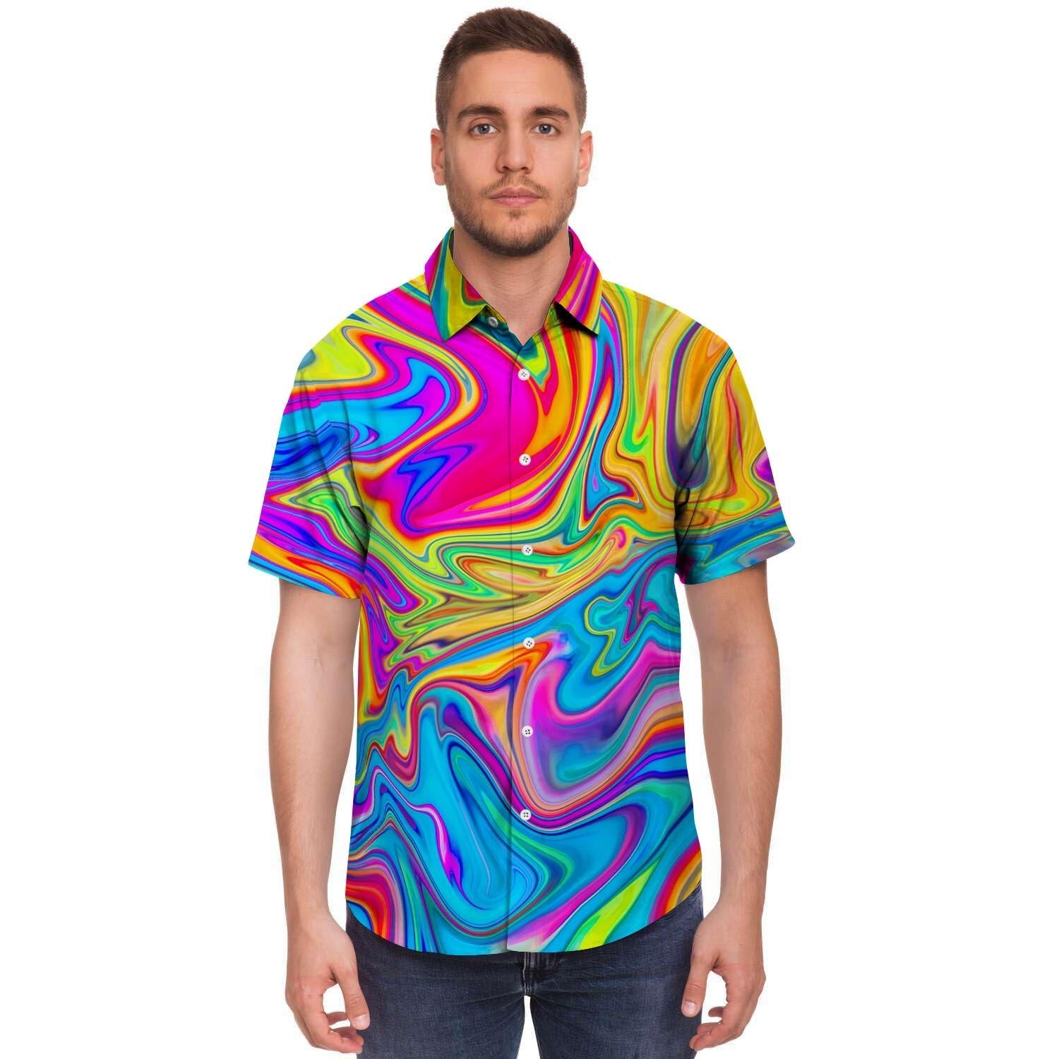Abstract Mixing Ink Men's Short Sleeve Shirt-grizzshop