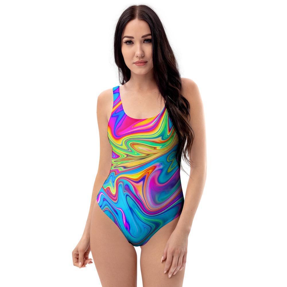 Abstract Mixing Ink One Piece Swimsuite-grizzshop