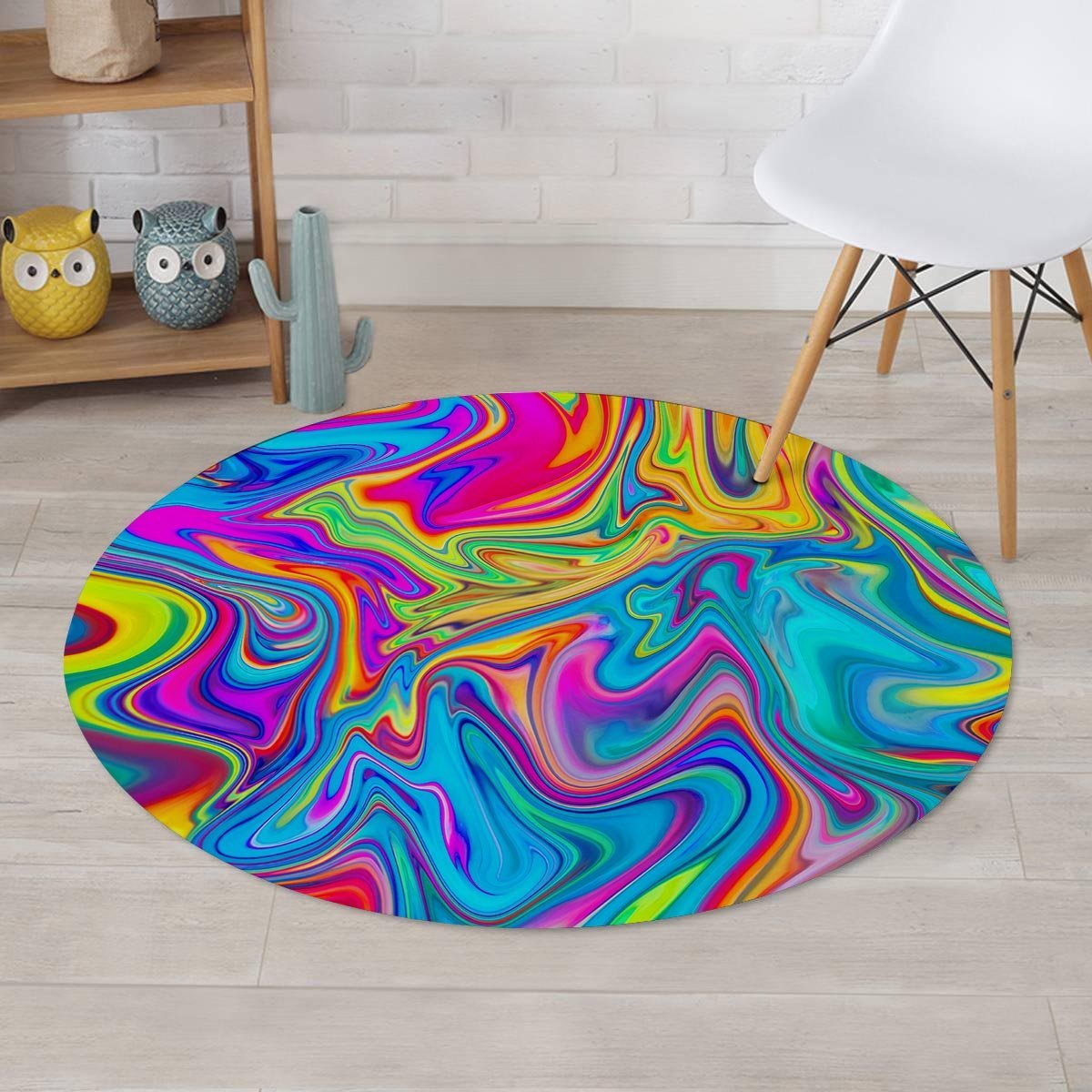 Abstract Mixing Ink Round Rug-grizzshop