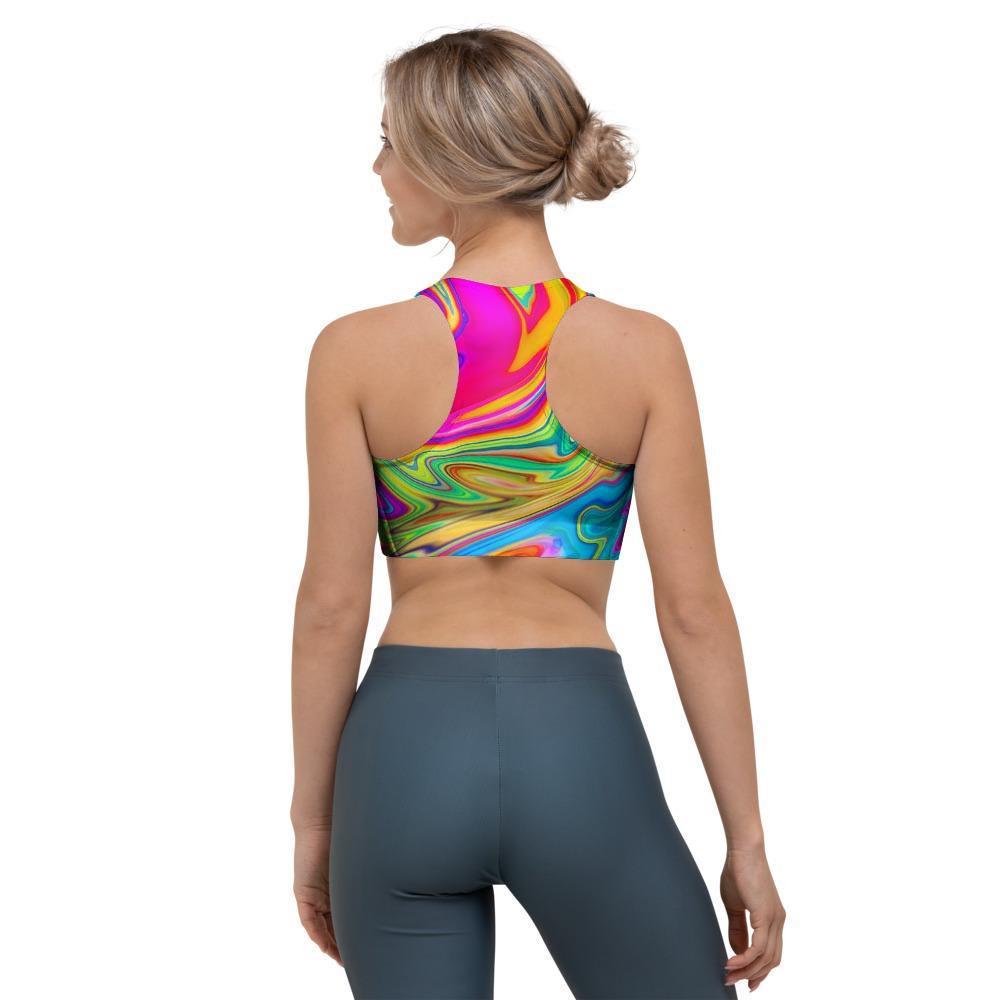 Abstract Mixing Ink Sports Bra-grizzshop