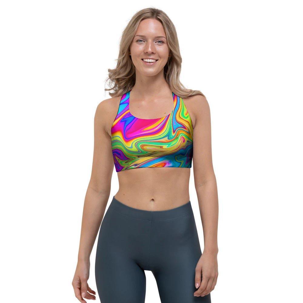 Abstract Mixing Ink Sports Bra-grizzshop