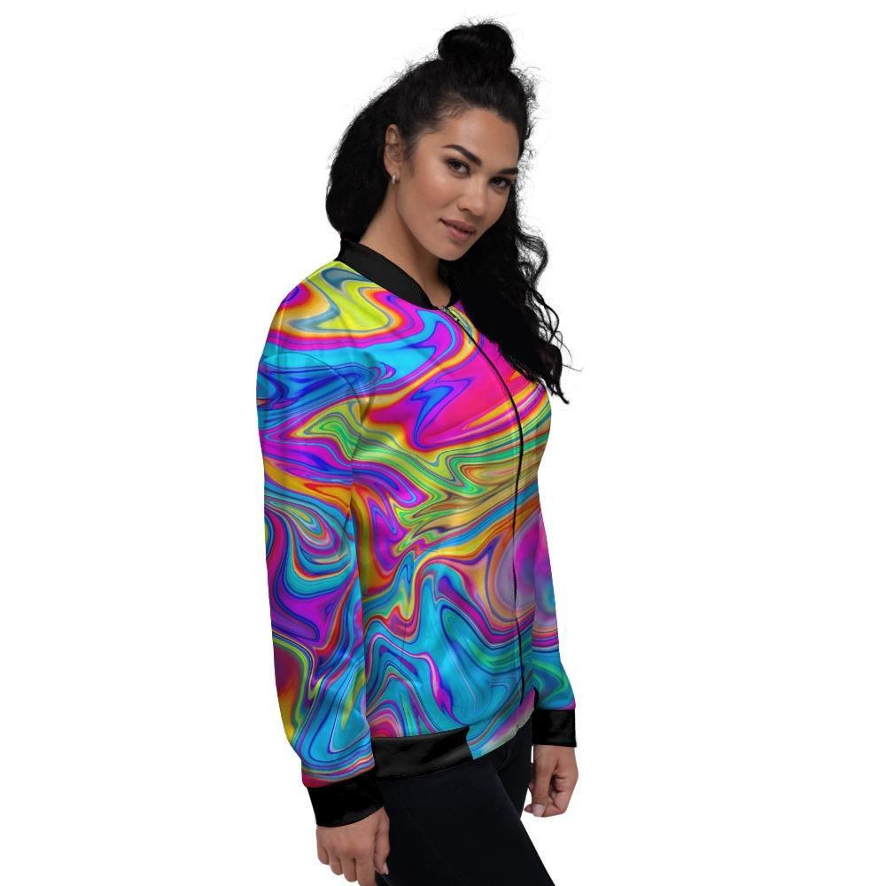 Abstract Mixing Ink Women's Bomber Jacket-grizzshop