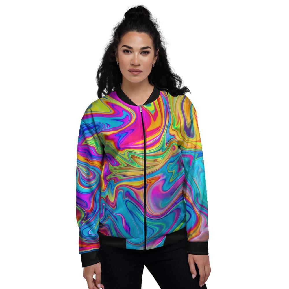 Abstract Mixing Ink Women's Bomber Jacket-grizzshop