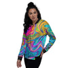 Abstract Mixing Ink Women's Bomber Jacket-grizzshop