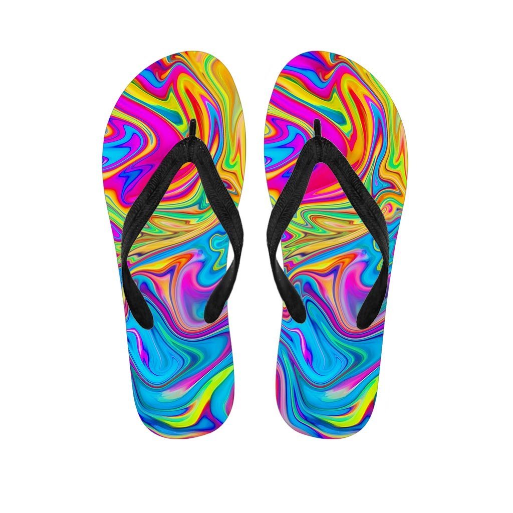 Abstract Mixing Ink Women's Flip Flops-grizzshop