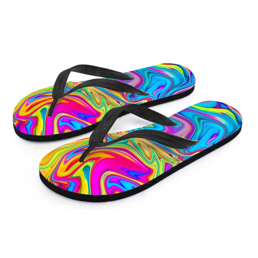 Abstract Mixing Ink Women's Flip Flops-grizzshop