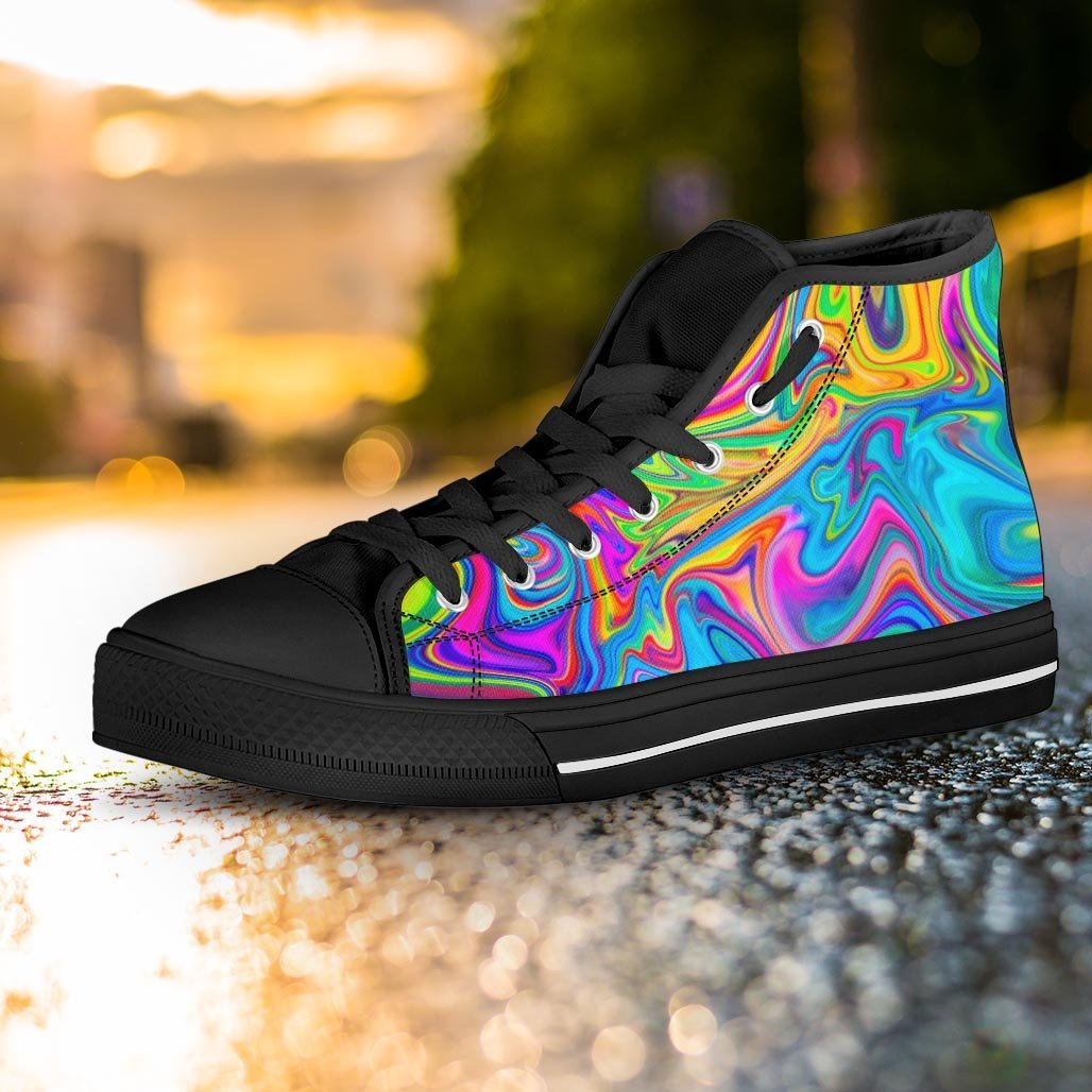 Abstract Mixing Ink Women's High Top Shoes-grizzshop