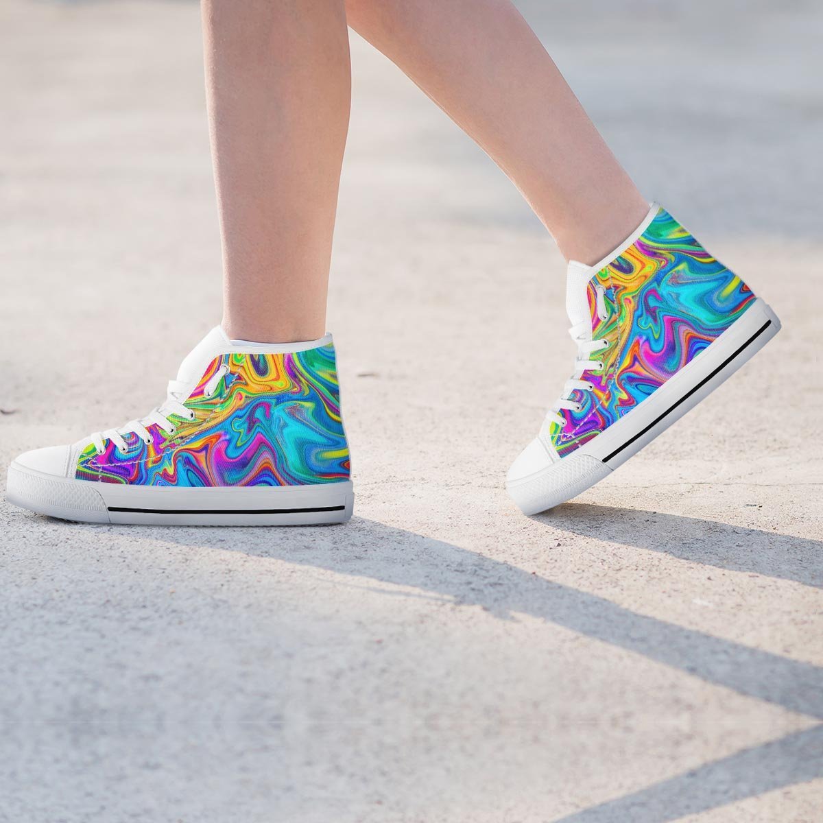 Abstract Mixing Ink Women's High Top Shoes-grizzshop