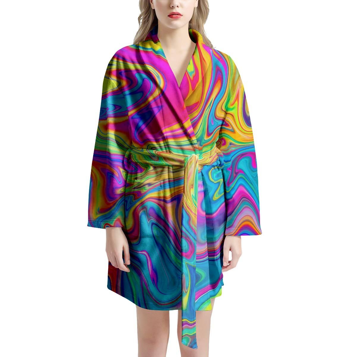 Abstract Mixing Ink Women's Robe-grizzshop