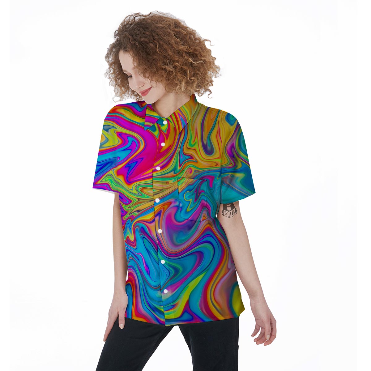 Abstract Mixing Ink Women's Short Sleeve Shirts-grizzshop