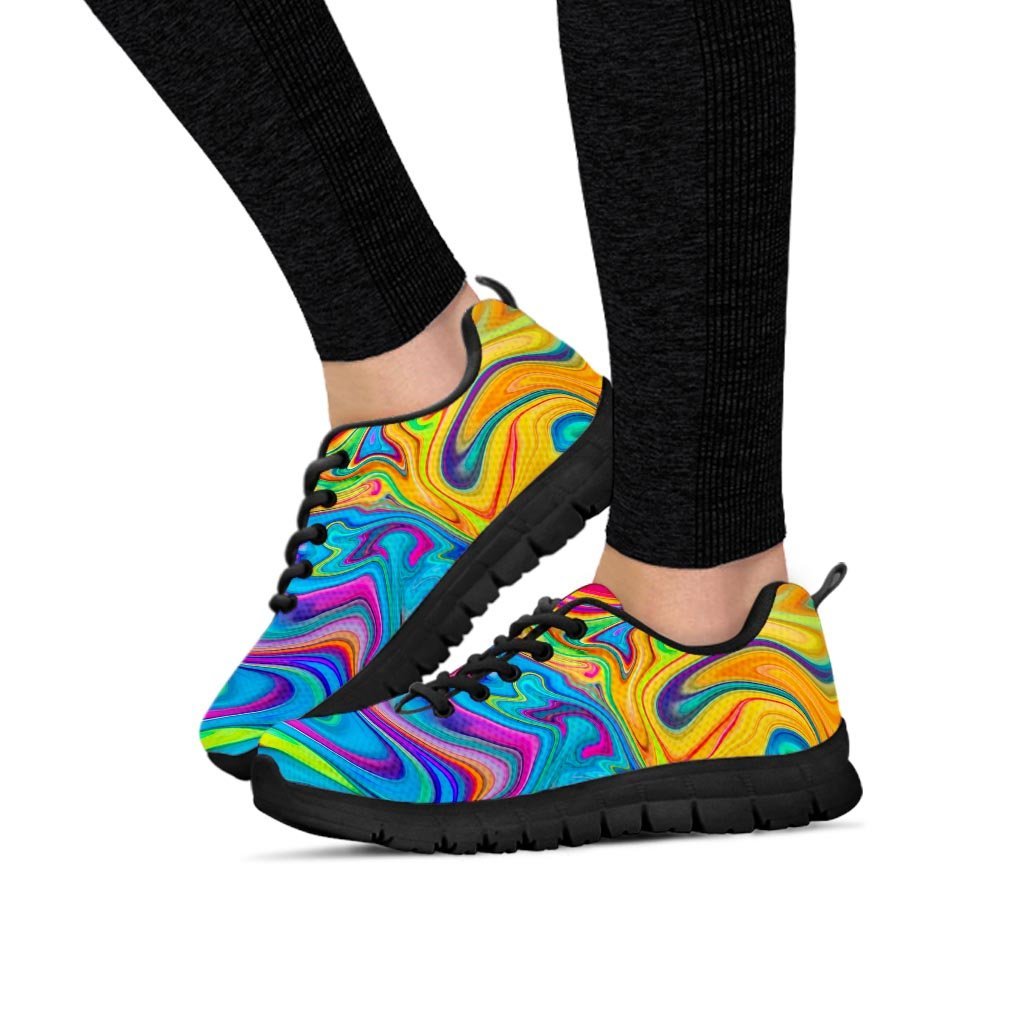 Abstract Mixing Ink Women's Sneakers-grizzshop