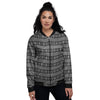 Abstract Navajo White And Black Print Women's Bomber Jacket-grizzshop