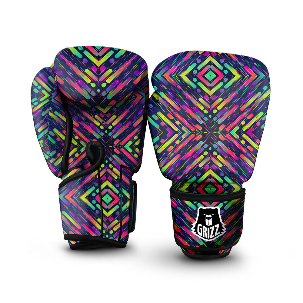 Abstract Neon Colorful Stripes Print Pattern Boxing Gloves-grizzshop