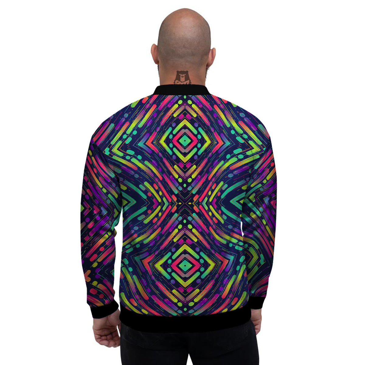 Abstract Neon Colorful Stripes Print Pattern Men's Bomber Jacket-grizzshop