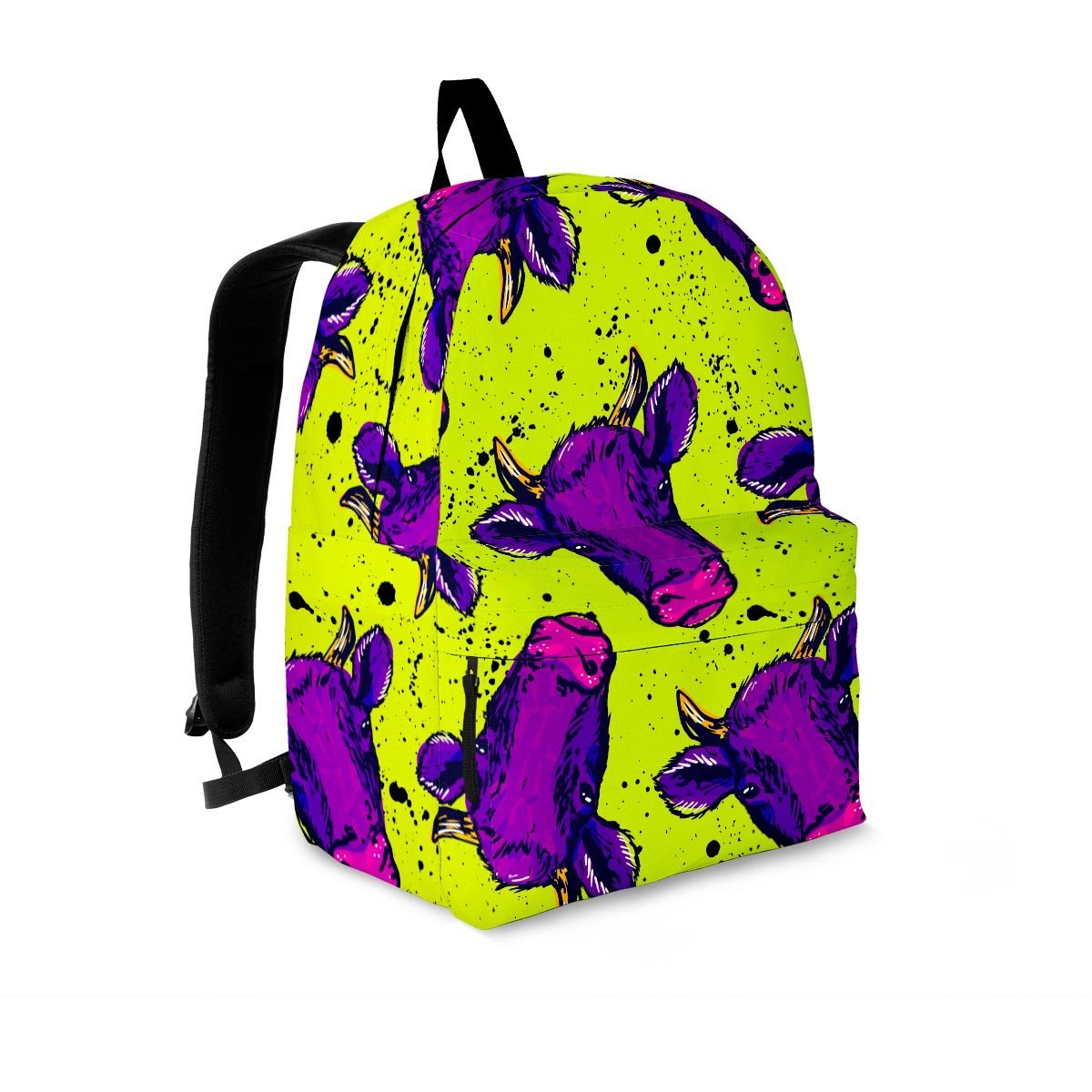 Abstract Neon Cow Print Backpack-grizzshop