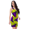 Abstract Neon Cow Print Bodycon Dress-grizzshop