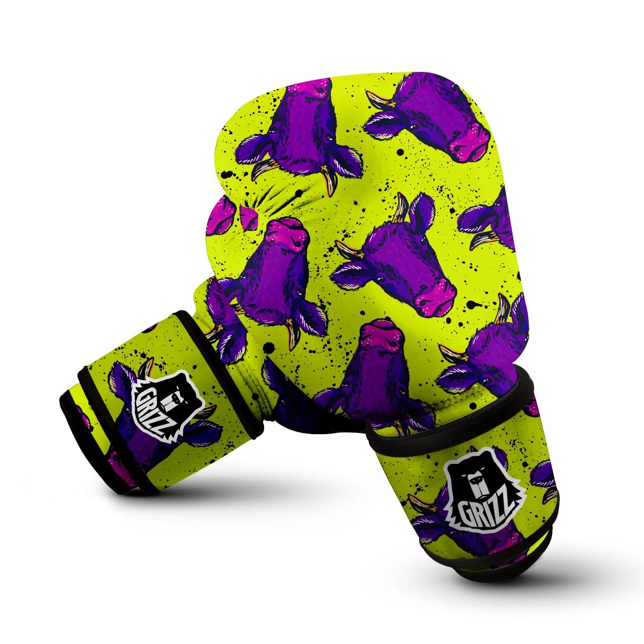 Abstract Neon Cow Print Boxing Gloves-grizzshop