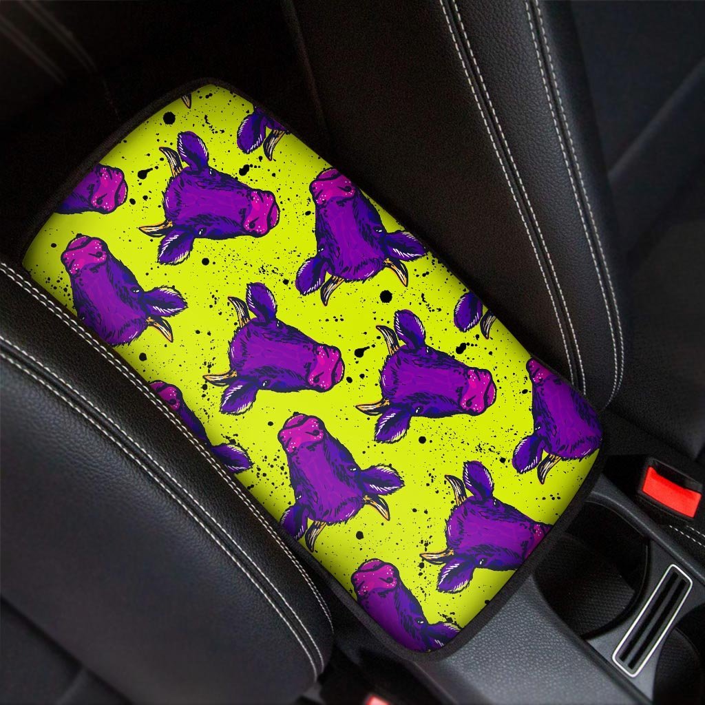 Abstract Neon Cow Print Car Console Cover-grizzshop