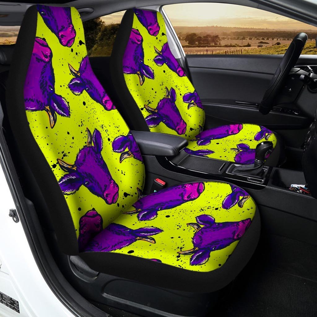 Abstract Neon Cow Print Car Seat Covers-grizzshop