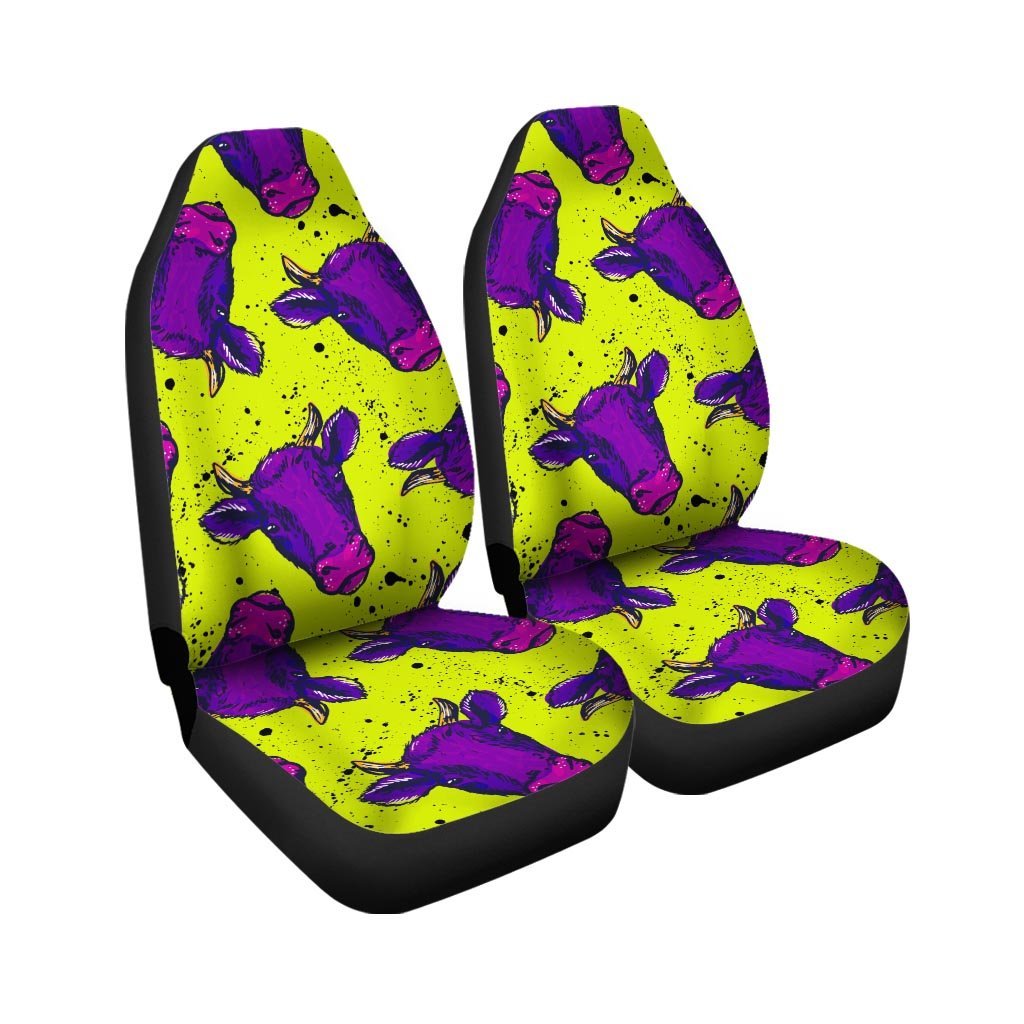 Abstract Neon Cow Print Car Seat Covers-grizzshop