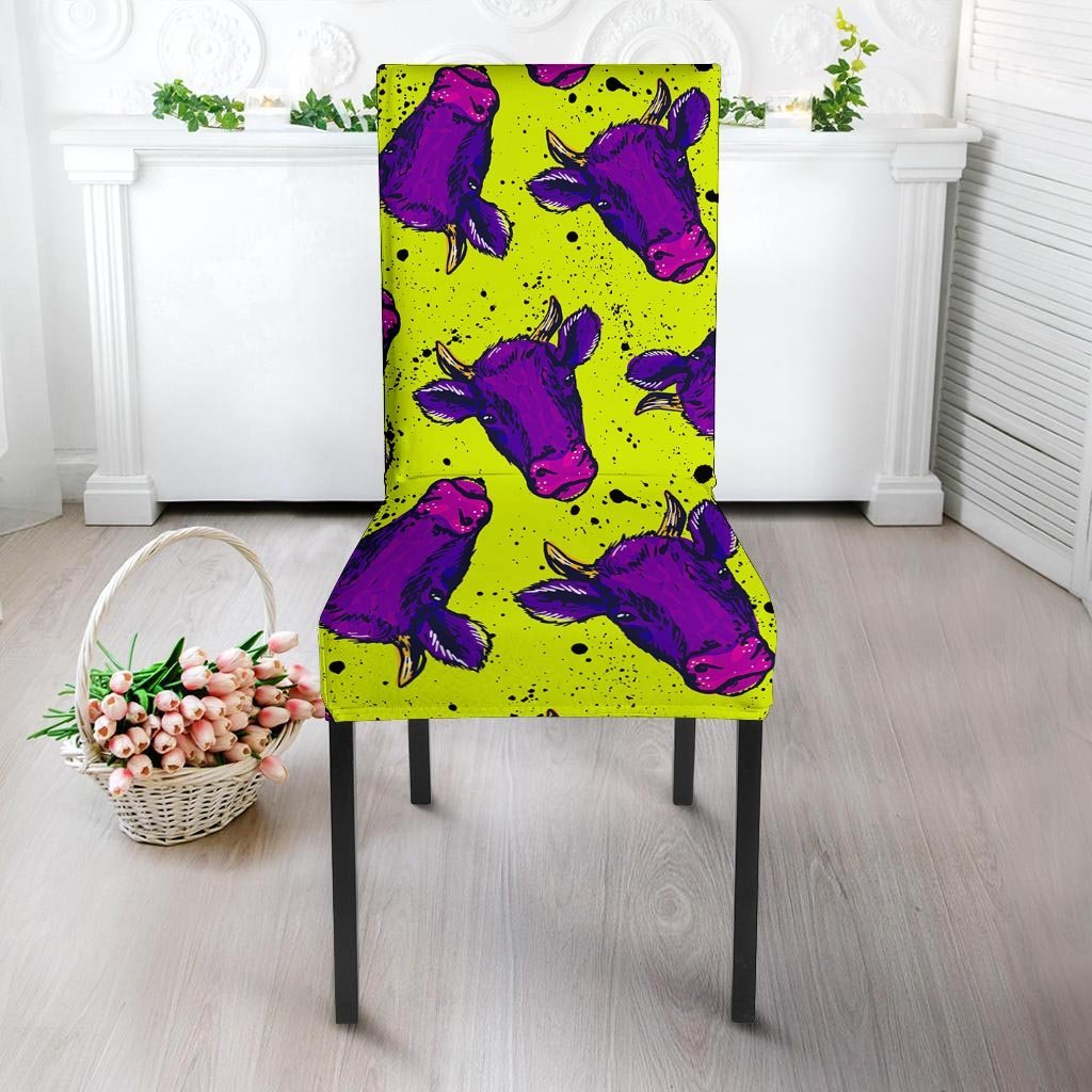 Abstract Neon Cow Print Chair Cover-grizzshop