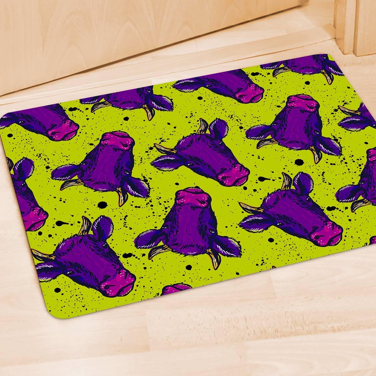 Abstract Neon Cow Print Door Mat-grizzshop