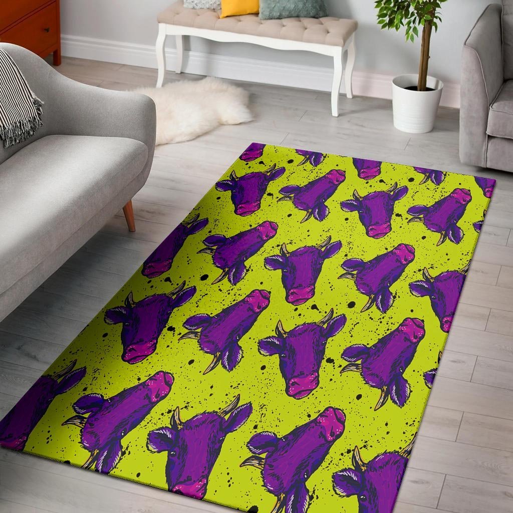 Abstract Neon Cow Print Floor Mat-grizzshop