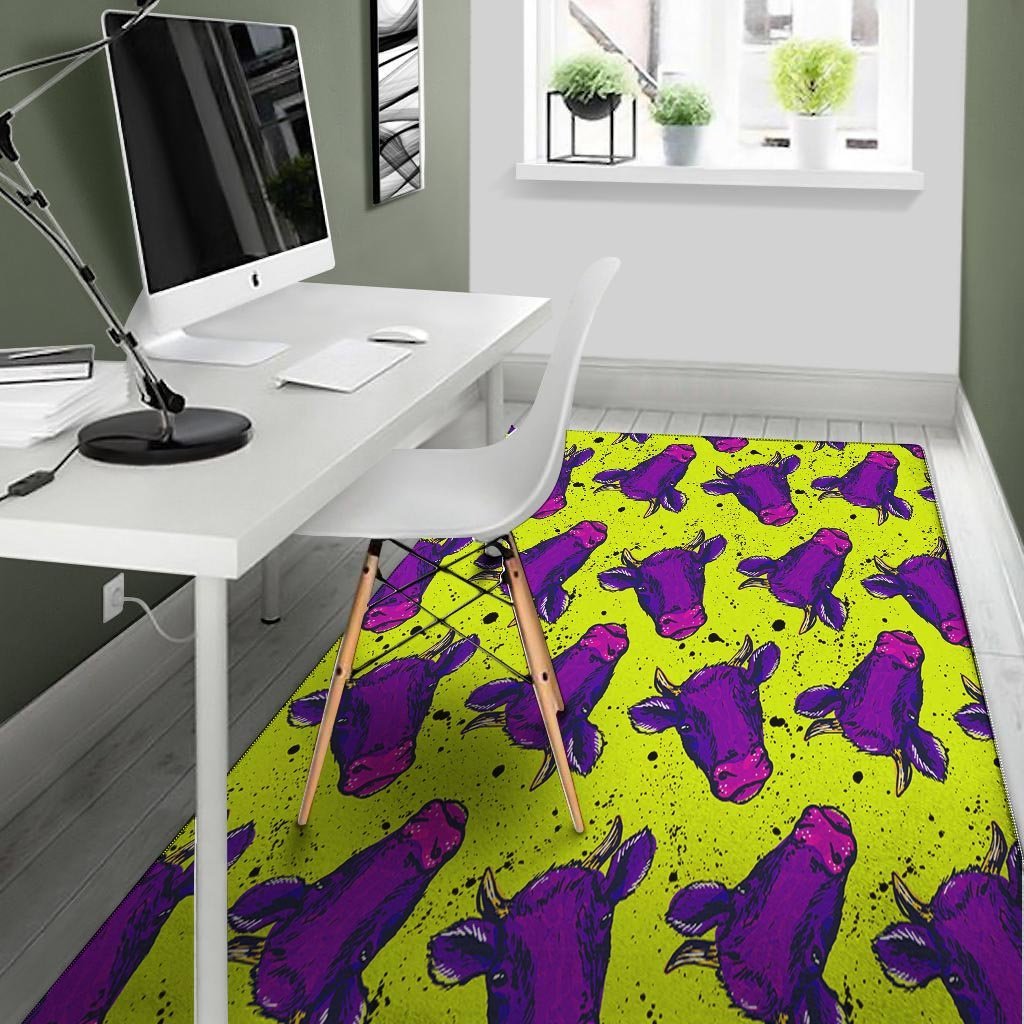 Abstract Neon Cow Print Floor Mat-grizzshop