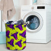Abstract Neon Cow Print Laundry Basket-grizzshop