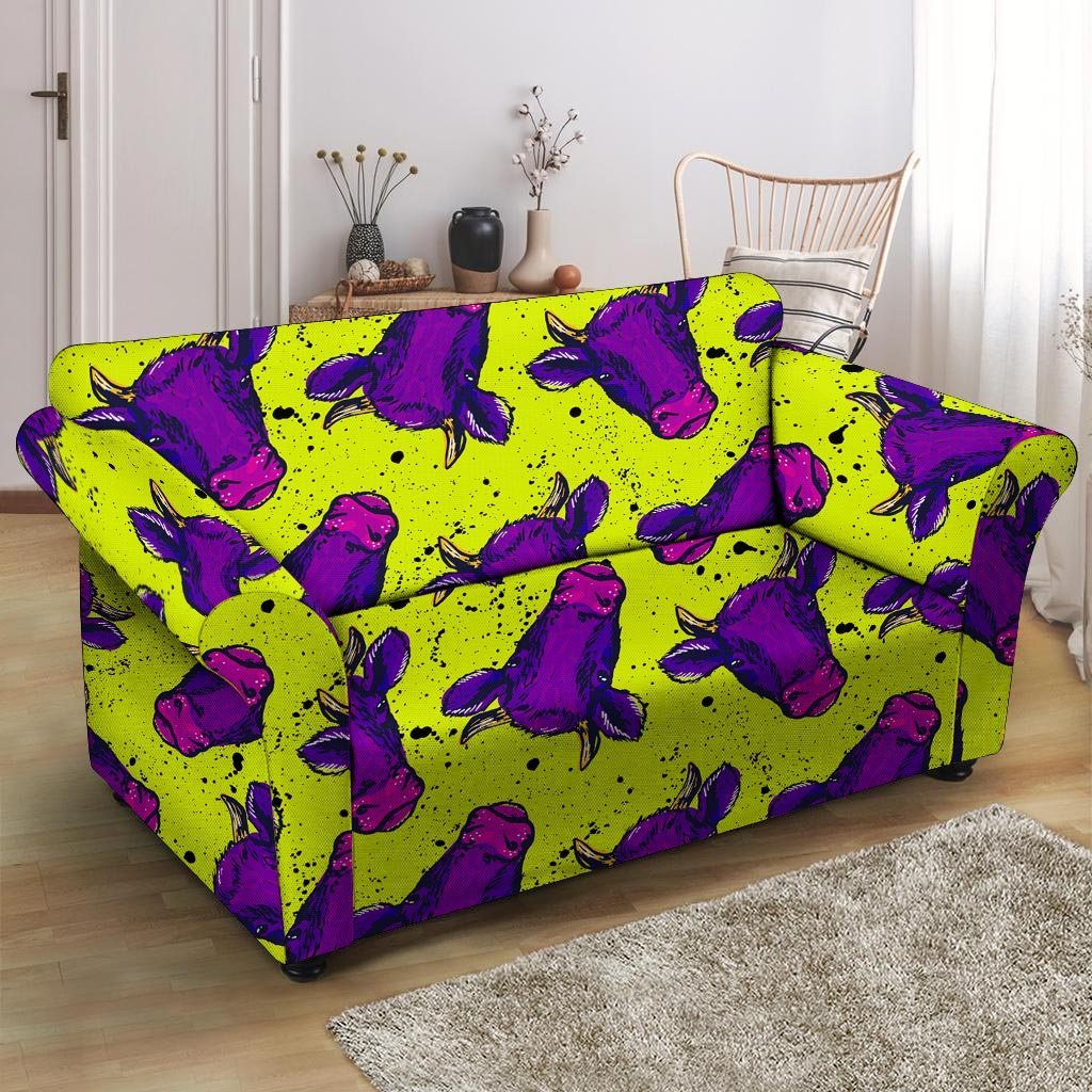 Abstract Neon Cow Print Loveseat Cover-grizzshop