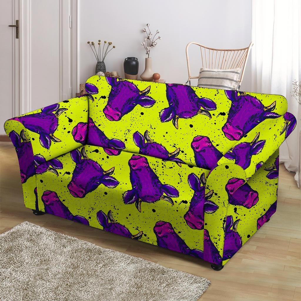 Abstract Neon Cow Print Loveseat Cover-grizzshop