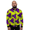 Abstract Neon Cow Print Men's Bomber Jacket-grizzshop