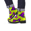 Abstract Neon Cow Print Men's Boots-grizzshop