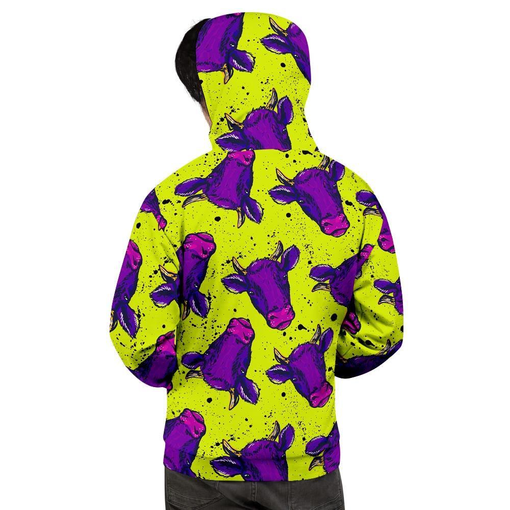 Abstract Neon Cow Print Men's Hoodie-grizzshop