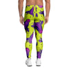 Abstract Neon Cow Print Men's Leggings-grizzshop