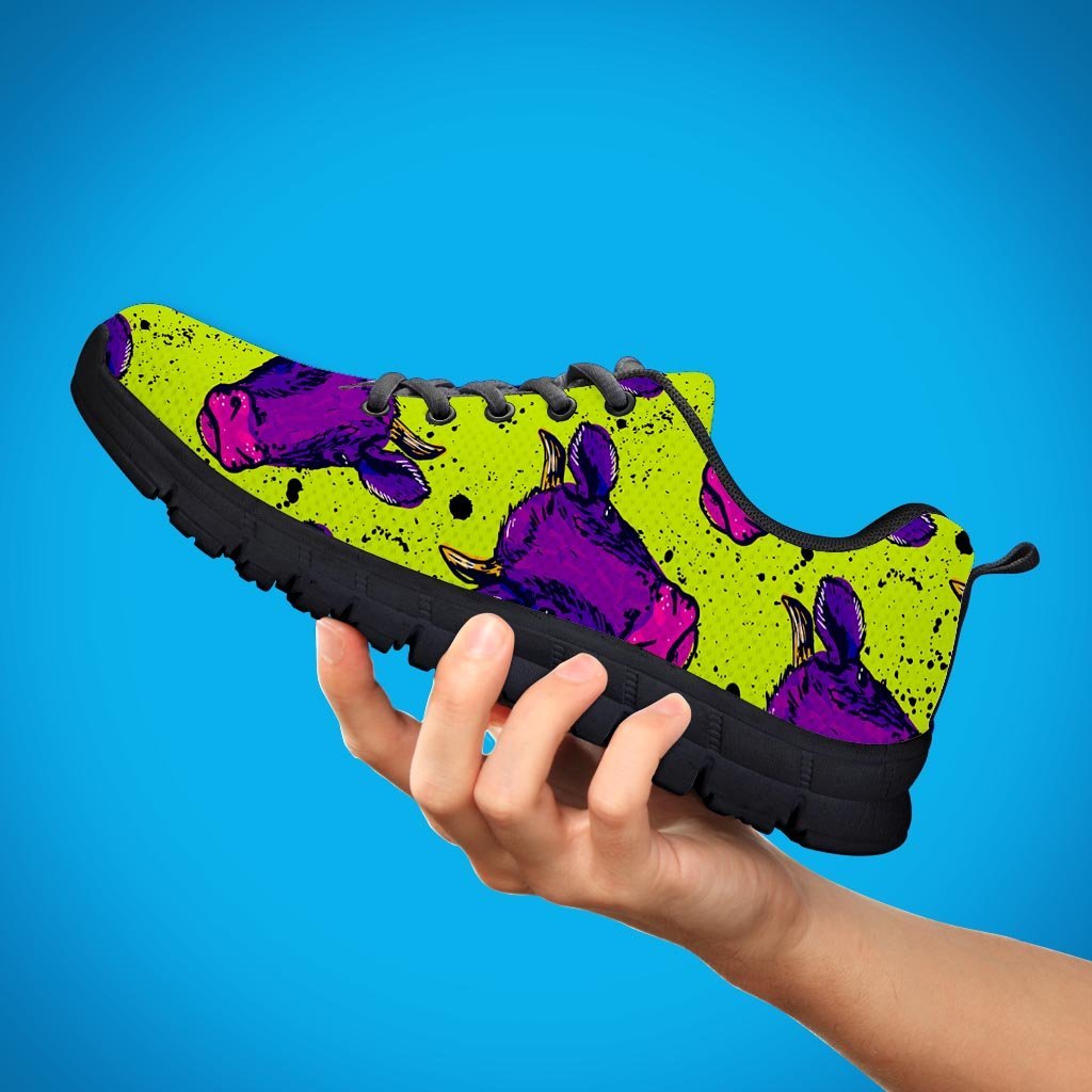 Abstract Neon Cow Print Men's Sneakers-grizzshop