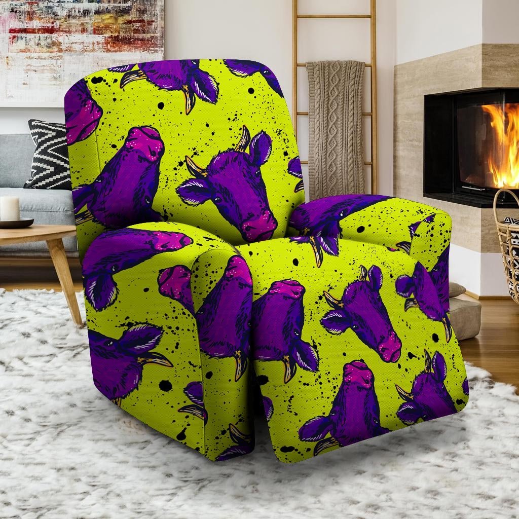 Abstract Neon Cow Print Recliner Cover-grizzshop