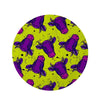 Abstract Neon Cow Print Round Rug-grizzshop