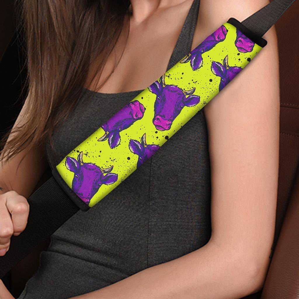 Abstract Neon Cow Print Seat Belt Cover-grizzshop