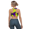 Abstract Neon Cow Print Sports Bra-grizzshop