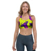 Abstract Neon Cow Print Sports Bra-grizzshop