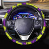 Abstract Neon Cow Print Steering Wheel Cover-grizzshop