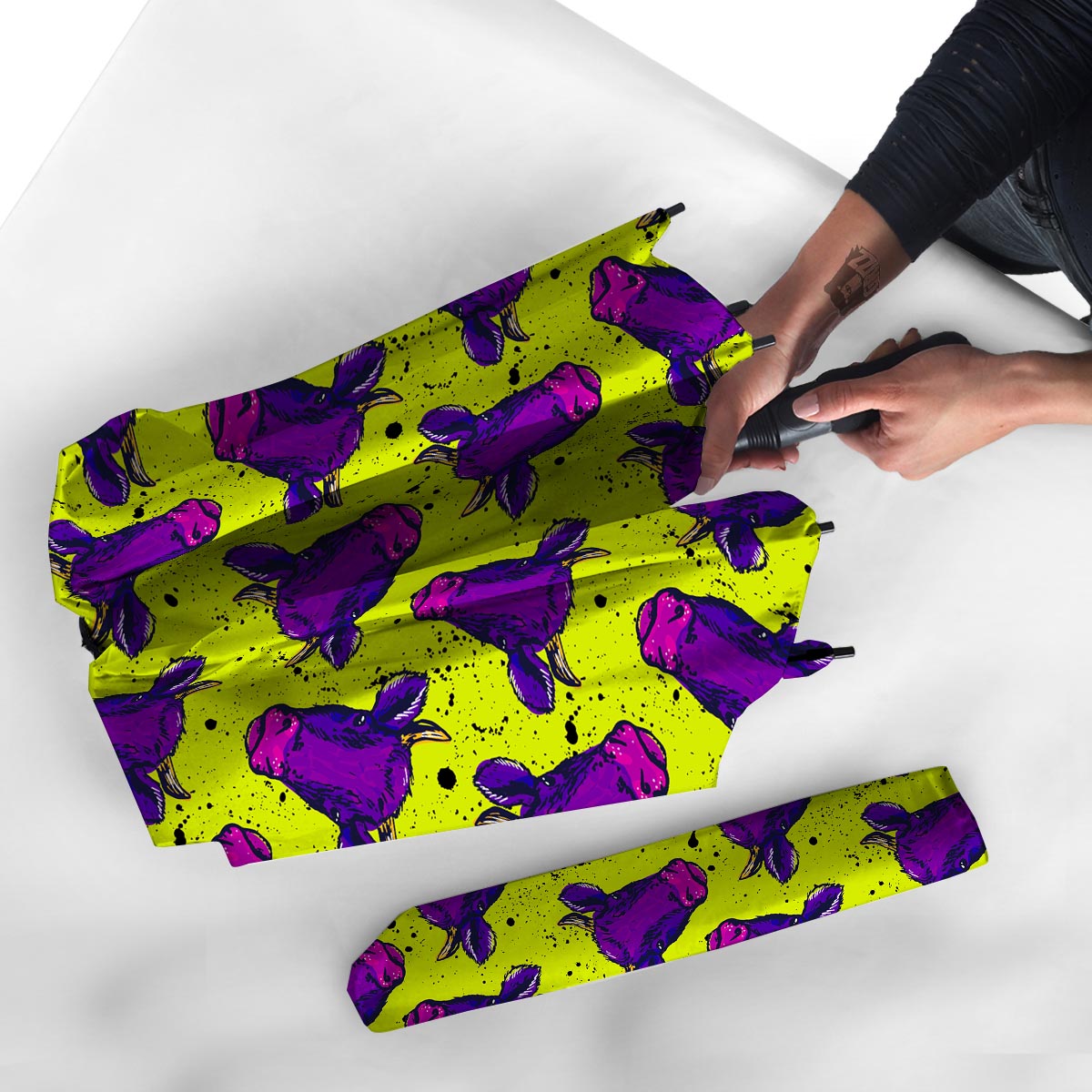 Abstract Neon Cow Print Umbrella-grizzshop