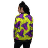 Abstract Neon Cow Print Women's Bomber Jacket-grizzshop