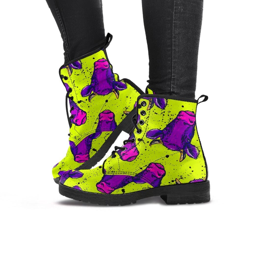 Abstract Neon Cow Print Women's Boots-grizzshop