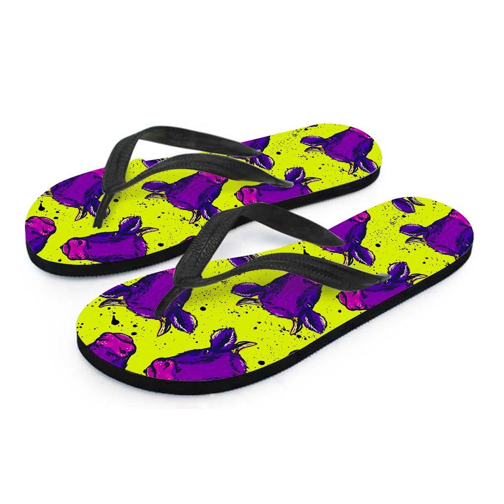 Abstract Neon Cow Print Women's Flip Flops-grizzshop