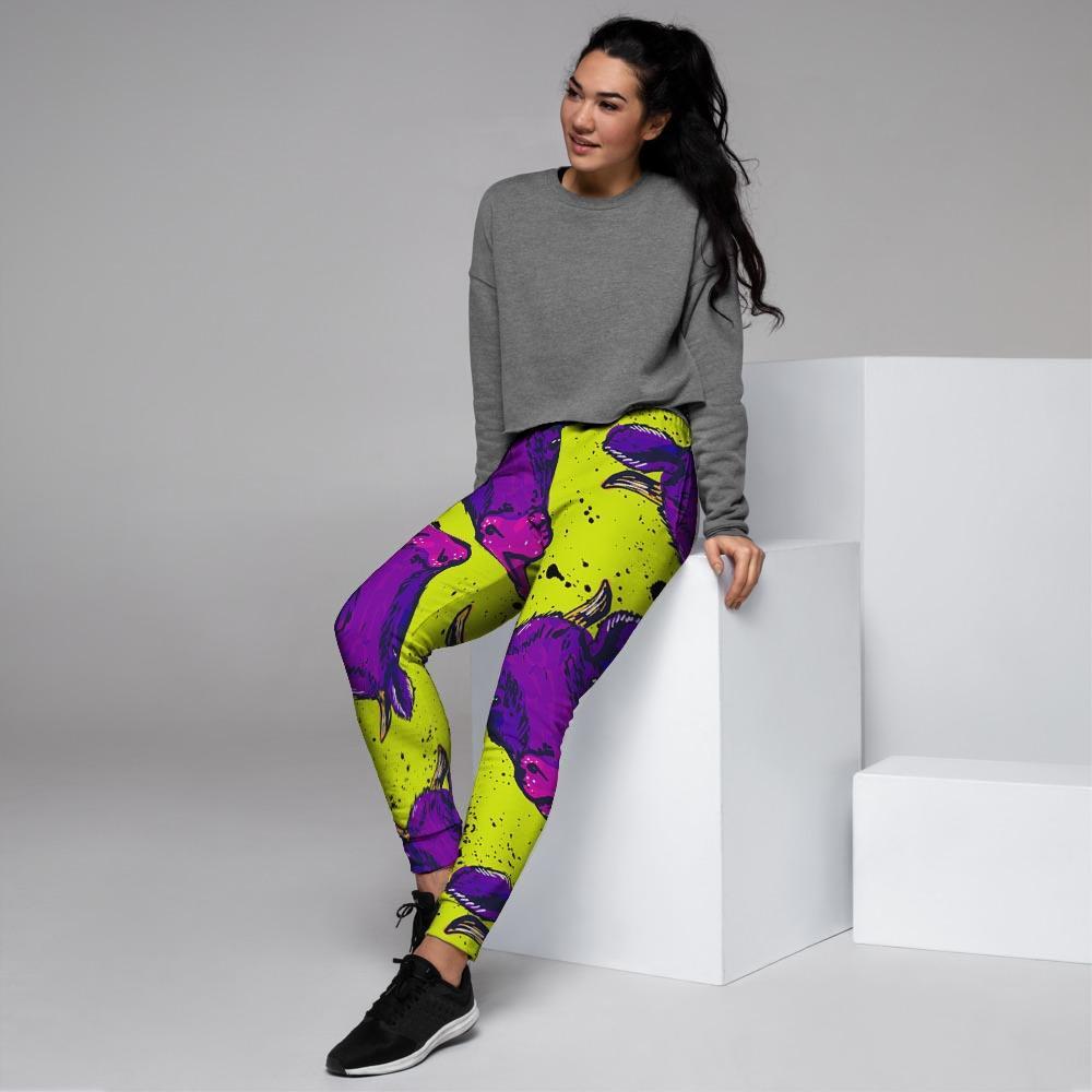 Abstract Neon Cow Print Women's Joggers-grizzshop